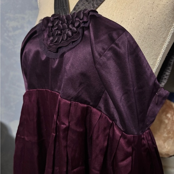 Club Monaco Red purple Pleated Halter midi dress silk size 10 - Picture 15 of 16
